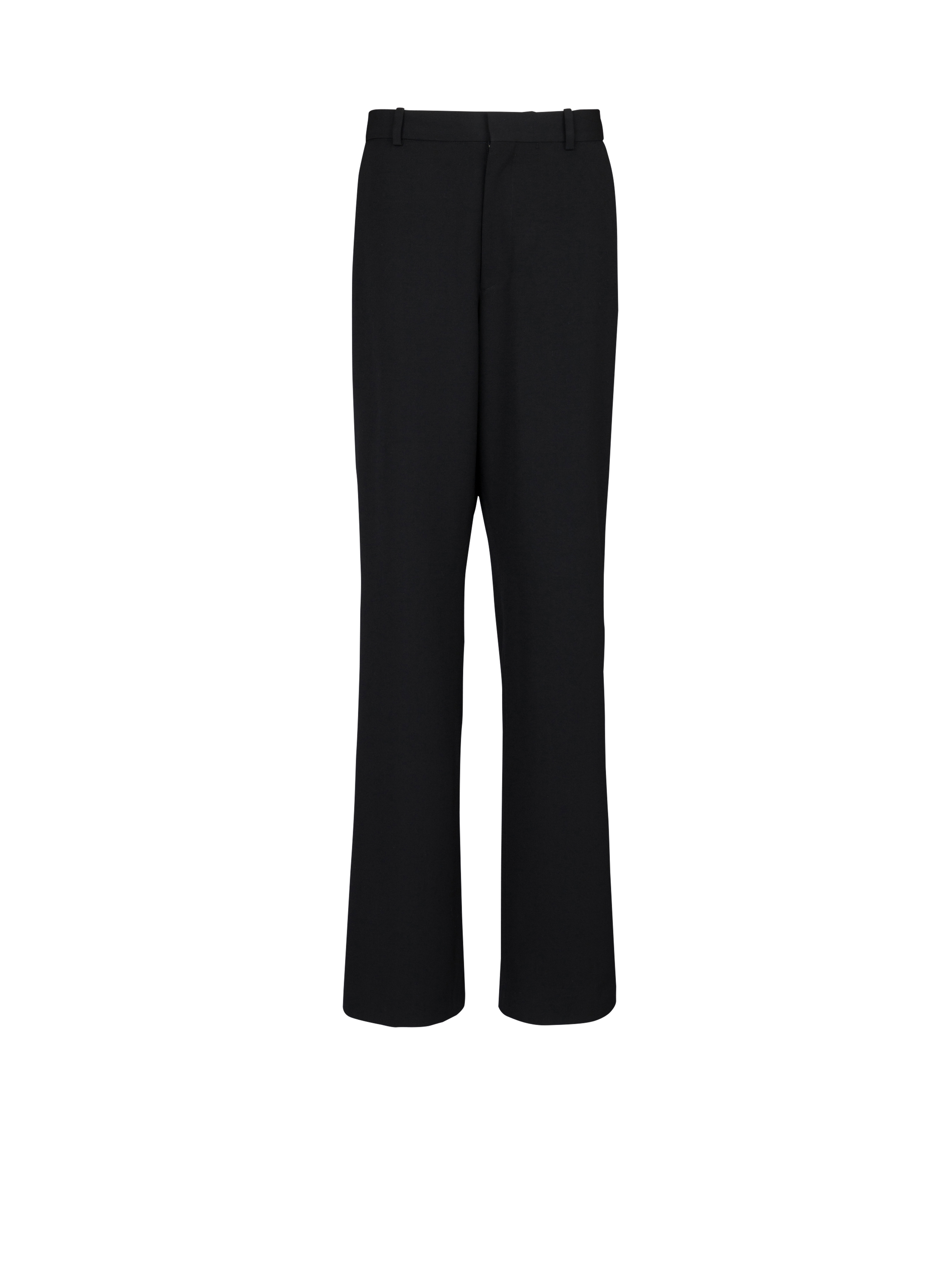 Wool wide-leg trousers, black