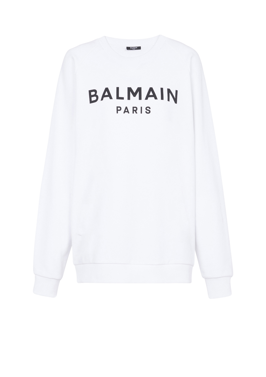 Eco-designed cotton sweatshirt with Balmain logo print, white, hi-res