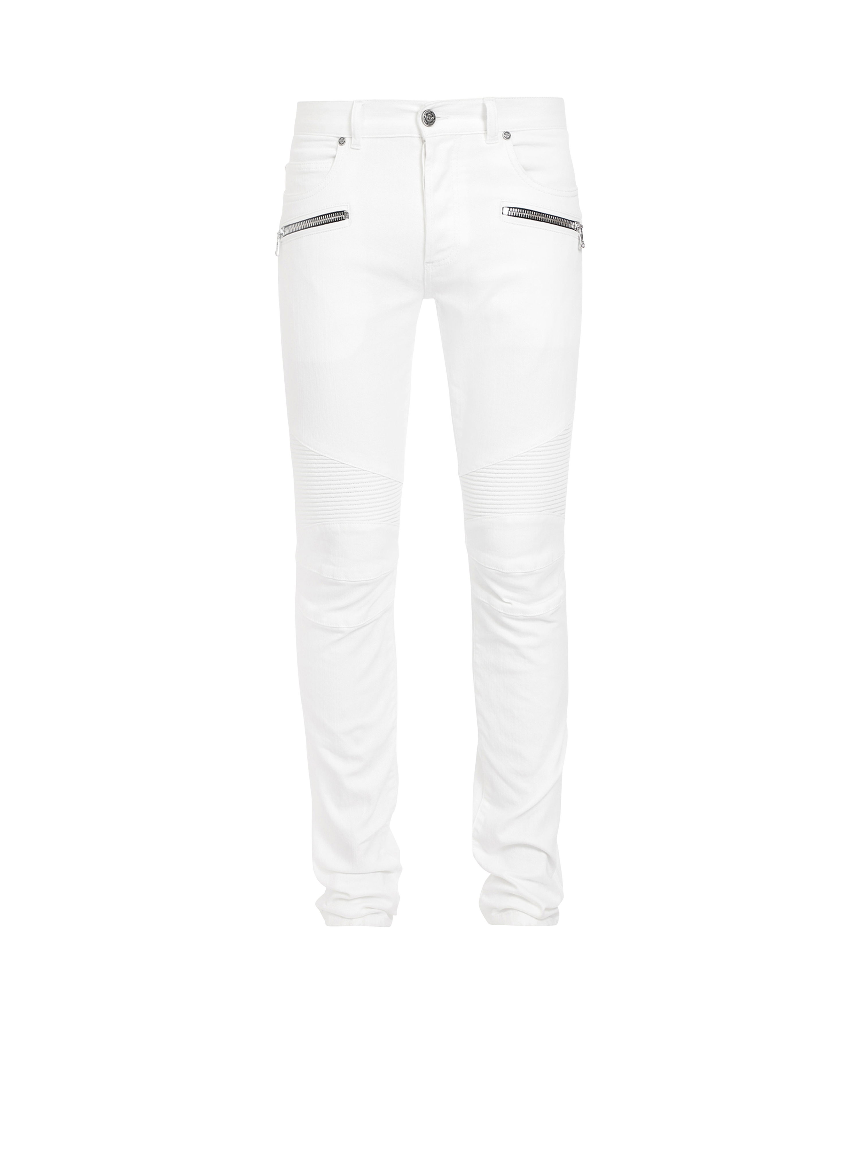 Slim-cut cotton jeans, white