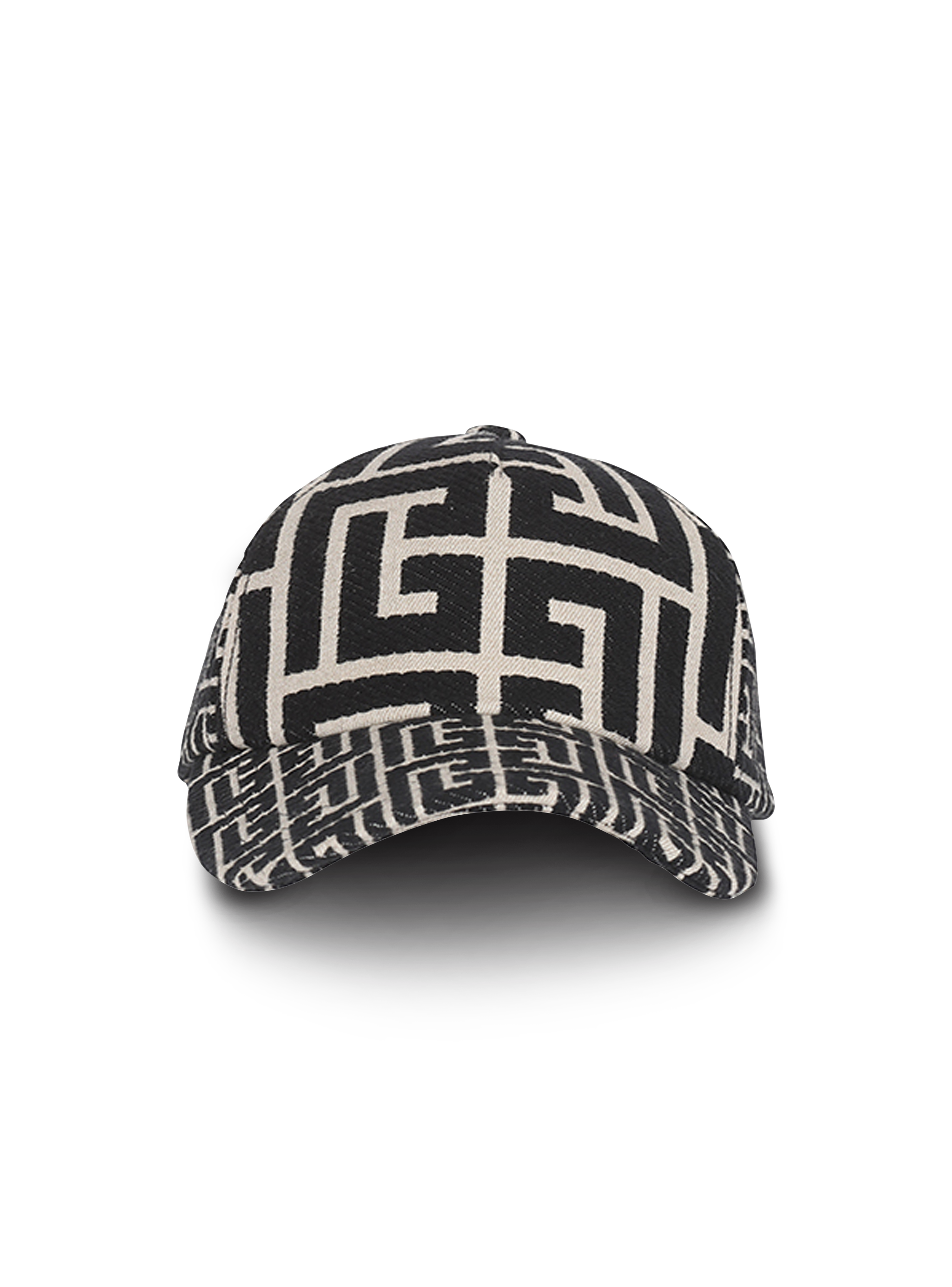 Cap with Balmain monogram pattern, black