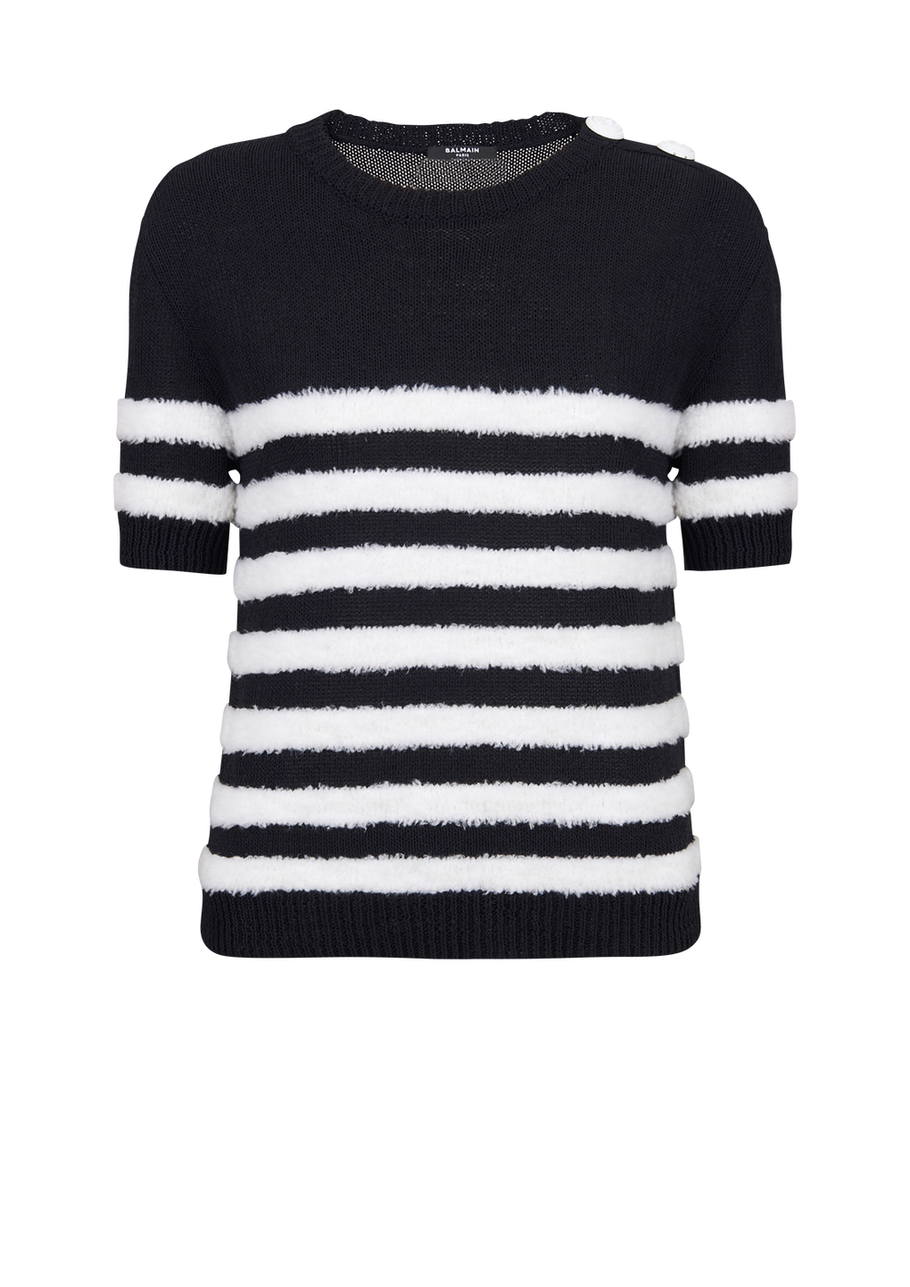 Knit T-shirt, black, hi-res