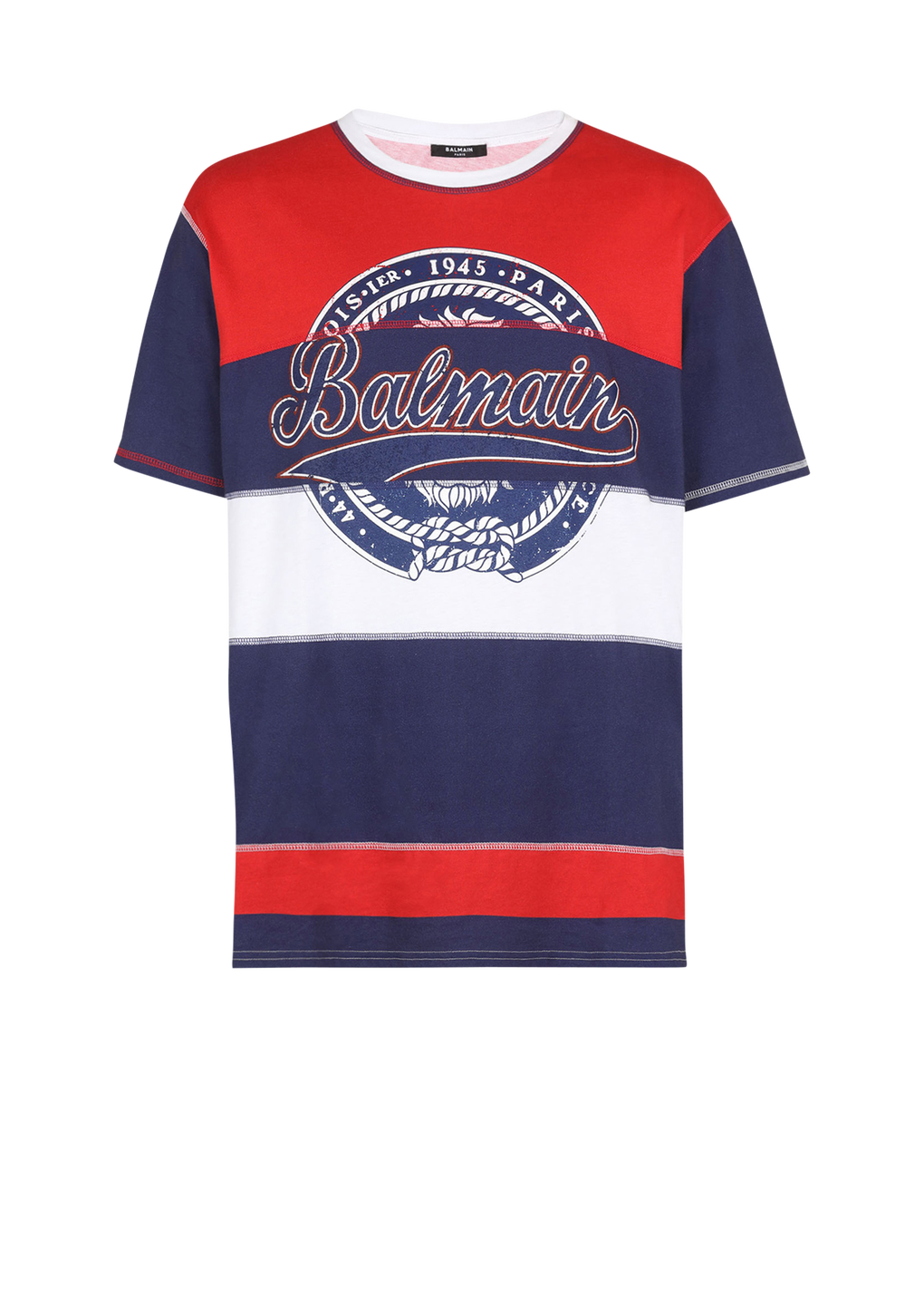 HIGH SUMMER CAPSULE - Cotton T-shirt with Balmain Paris logo print, multicolor, hi-res