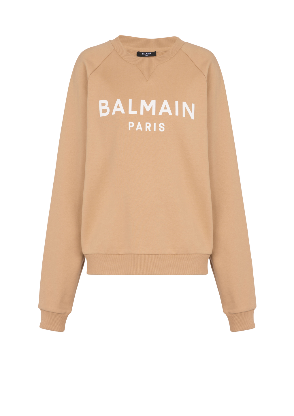 Cotton printed Balmain logo sweatshirt, brown, hi-res